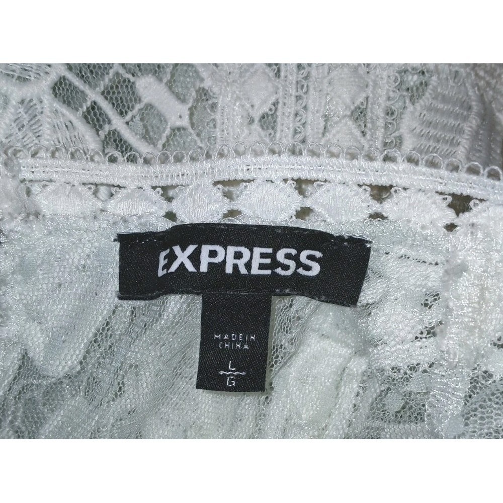 Express White Lace Sleeveless Blouse Whimsy Fairy Side Zip Closure Large D123 - Picture 2 of 12